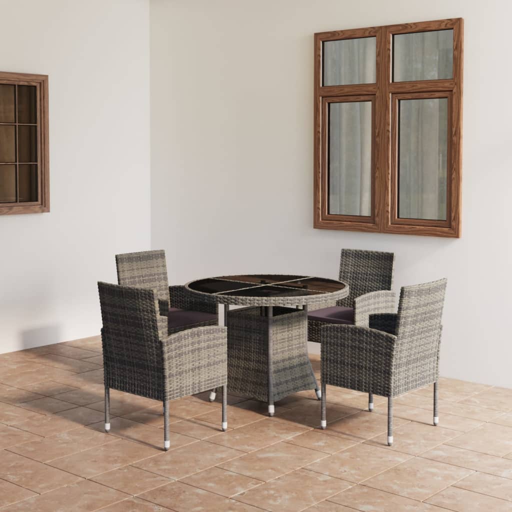 Set Mobili da Pranzo Giardino 5 pz Polyrattan Antracite Grigio cod mxl 37958