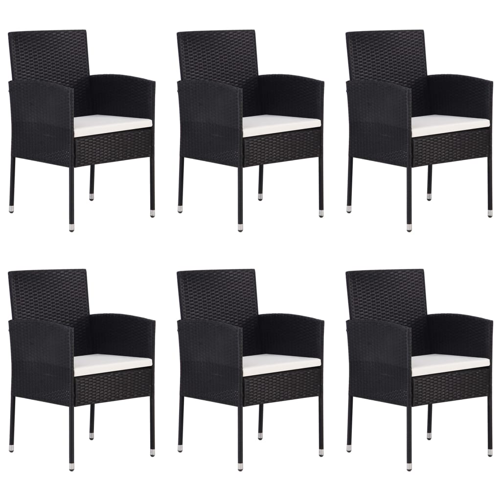 Set Mobili da Pranzo per Giardino 7 pz in Polyrattan Nero cod mxl 41484