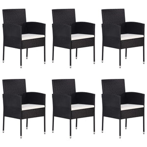 Set Mobili da Pranzo per Giardino 7 pz in Polyrattan Nero cod mxl 41484