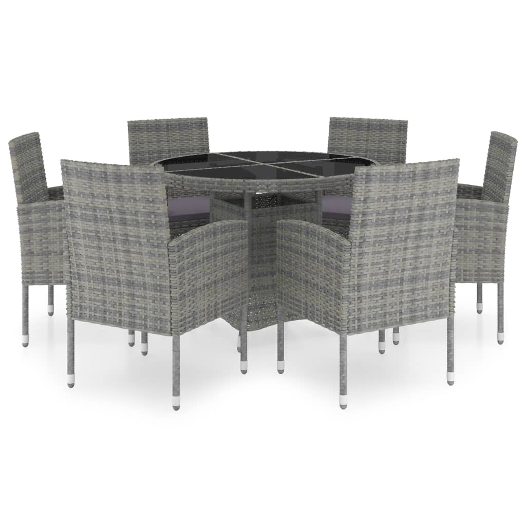 Set Mobili da Pranzo Giardino 7 pz Polyrattan Antracite Grigio cod mxl 71456