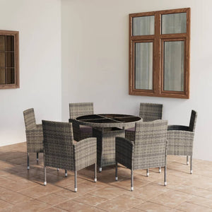 Set Mobili da Pranzo Giardino 7 pz Polyrattan Antracite Grigio cod mxl 71456