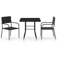 Set da Pranzo da Giardino 3 pz in Polyrattan Nero cod mxl 40620