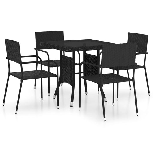 Set da Pranzo da Giardino 5 pz in Polyrattan Nero cod mxl 40619