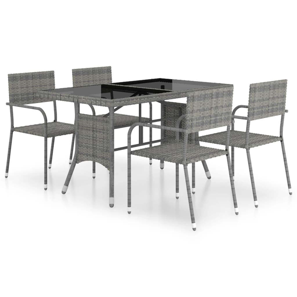 Set Mobili da Pranzo Giardino 5 pz Polyrattan Antracite Grigio cod mxl 69697