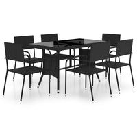 Set da Pranzo da Giardino 7 pz in Polyrattan Nero 3059446