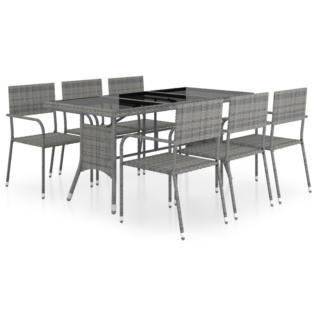 Set Mobili da Pranzo Giardino 7 pz Polyrattan Antracite Grigio cod mxl 75623