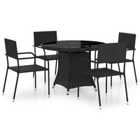 Set Mobili da Pranzo per Giardino 5 pz in Polyrattan Nero cod mxl 75627