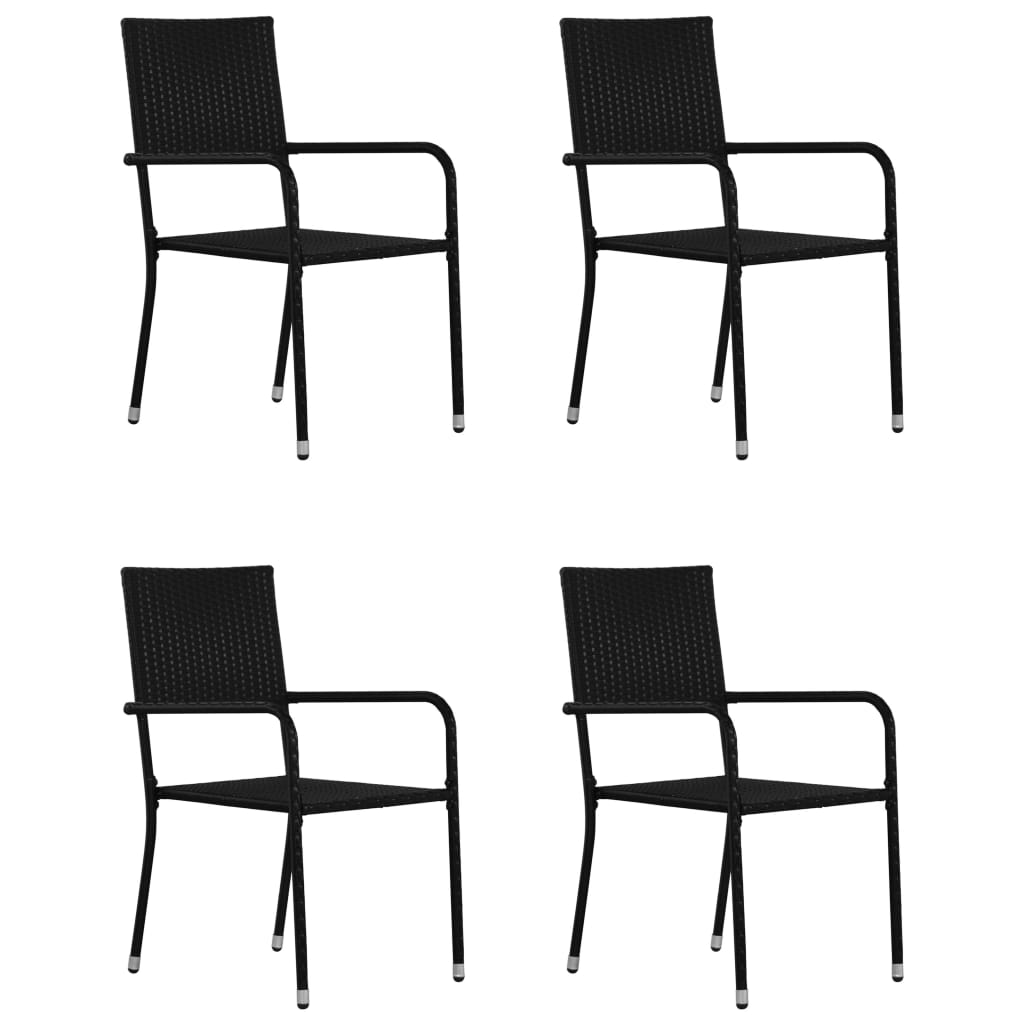 Set Mobili da Pranzo per Giardino 5 pz in Polyrattan Nero 3059452