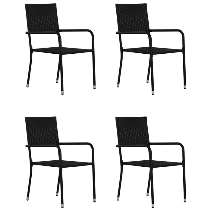 Set Mobili da Pranzo per Giardino 5 pz in Polyrattan Nero 3059452