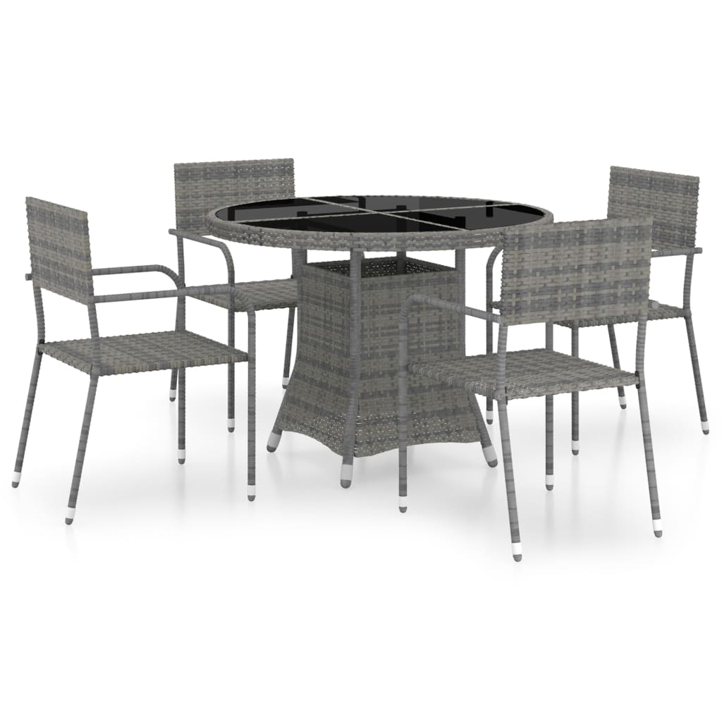 Set Mobili da Pranzo Giardino 5 pz Polyrattan Antracite Grigio 3059453