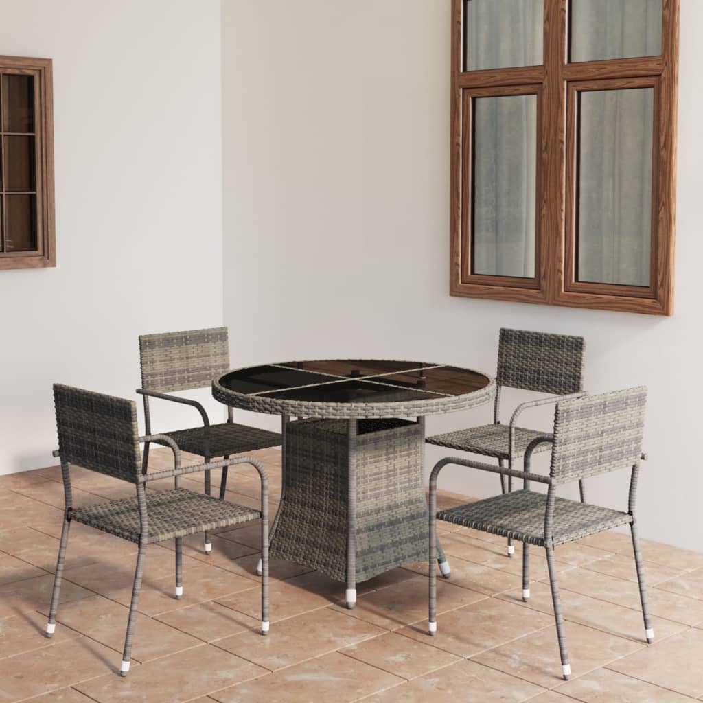 Set Mobili da Pranzo Giardino 5 pz Polyrattan Antracite Grigio 3059453