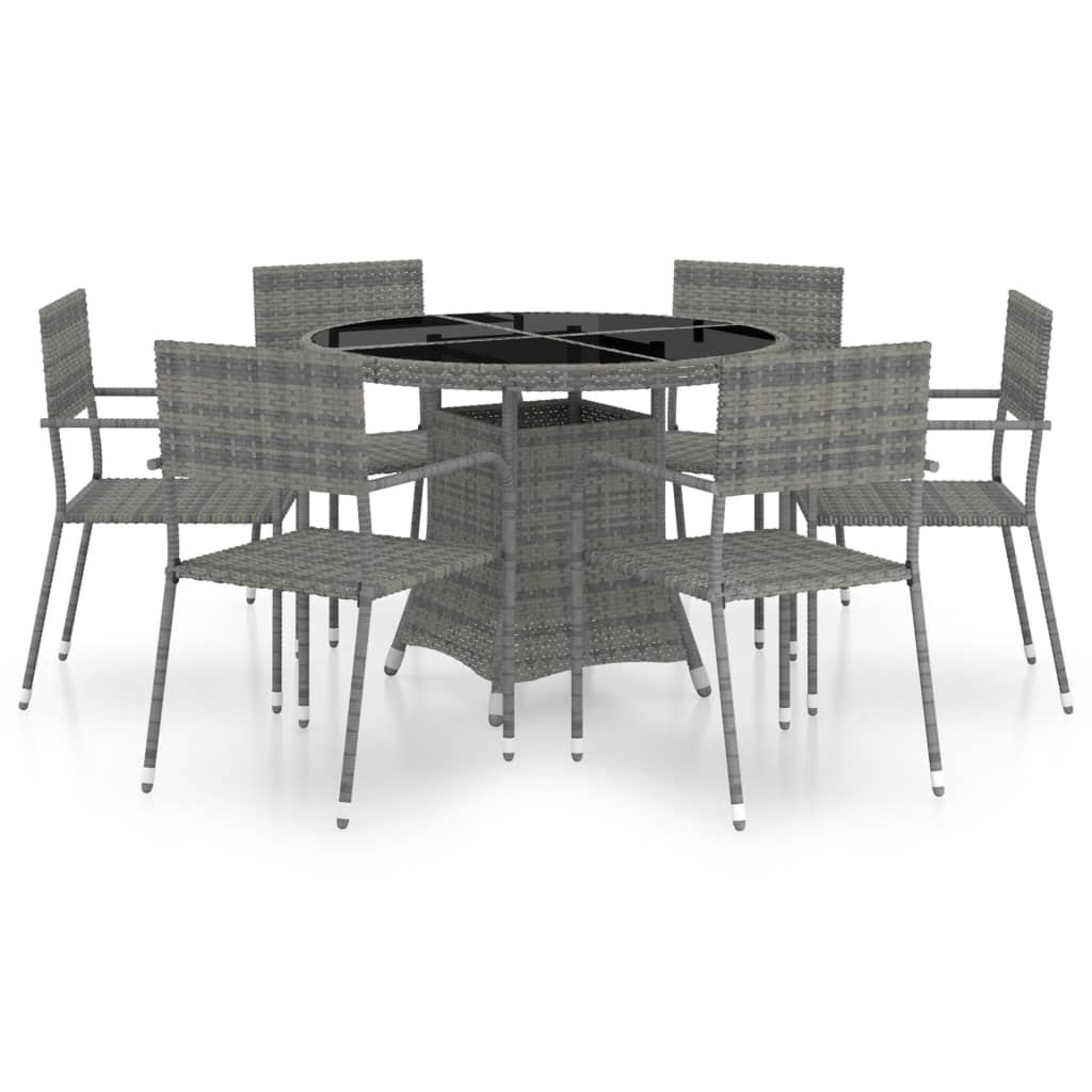 Set Mobili da Pranzo Giardino 7 pz Polyrattan Antracite Grigio cod mxl 75624