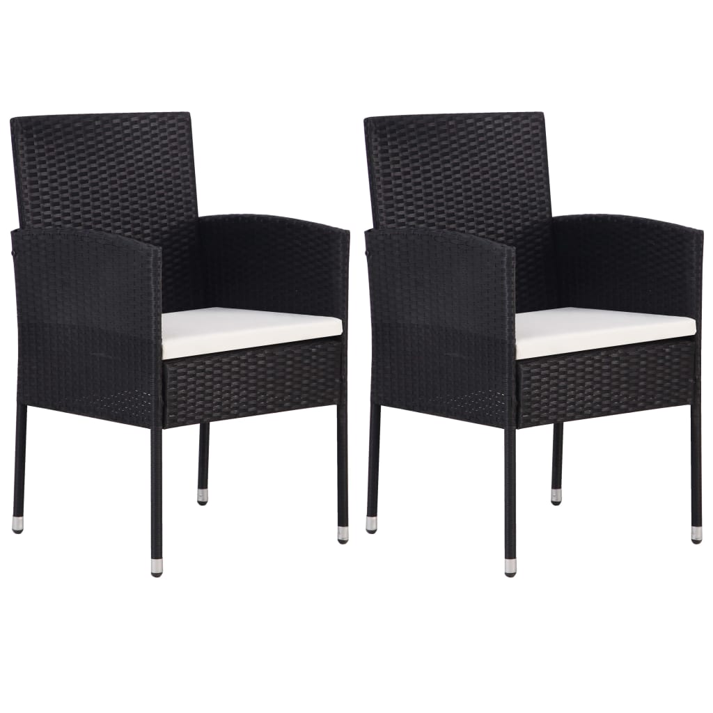 Set da Pranzo Giardino 3 pz Polyrattan e Massello Acacia Nero 3059460