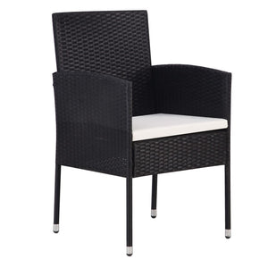 Set da Pranzo Giardino 3 pz Polyrattan e Massello Acacia Nero 3059460