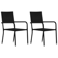 Set da Pranzo Giardino 3 pz Polyrattan e Massello Acacia Nero cod mxl 39657