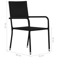 Set da Pranzo Giardino 3 pz Polyrattan e Massello Acacia Nero cod mxl 39657