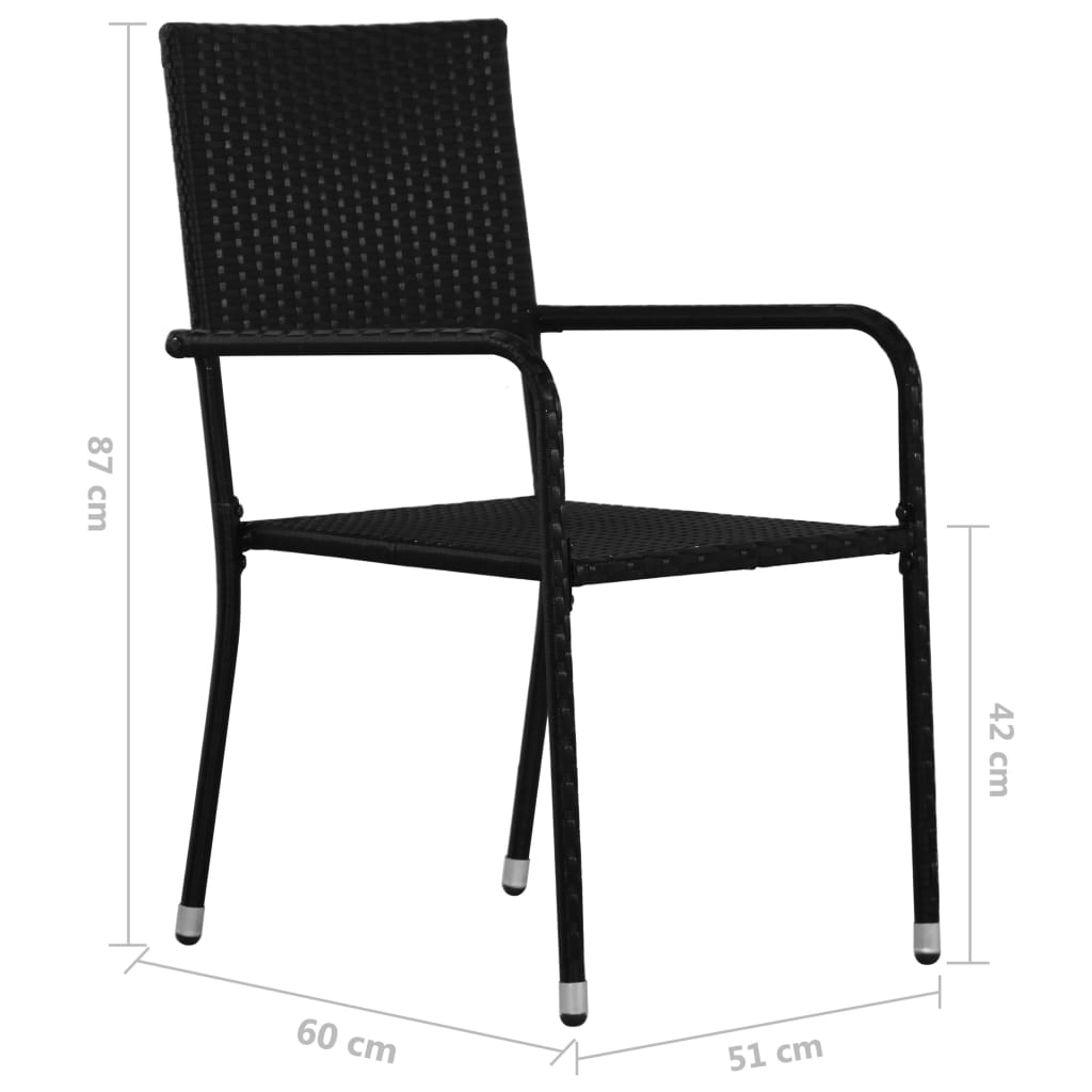 Set da Pranzo Giardino 3 pz Polyrattan e Massello Acacia Nero 3059463