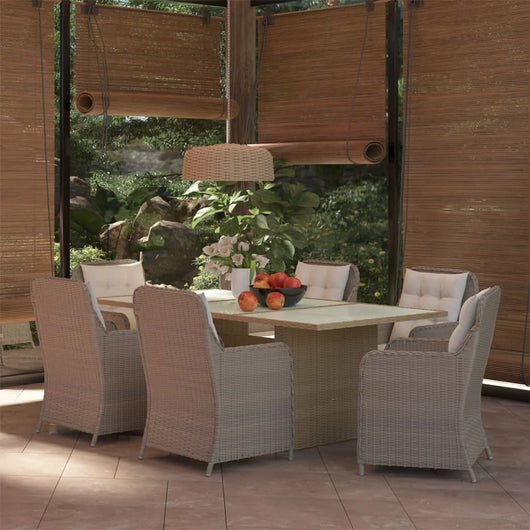 Set da Pranzo da Giardino 7 pz in Polyrattan Marrone 3059467