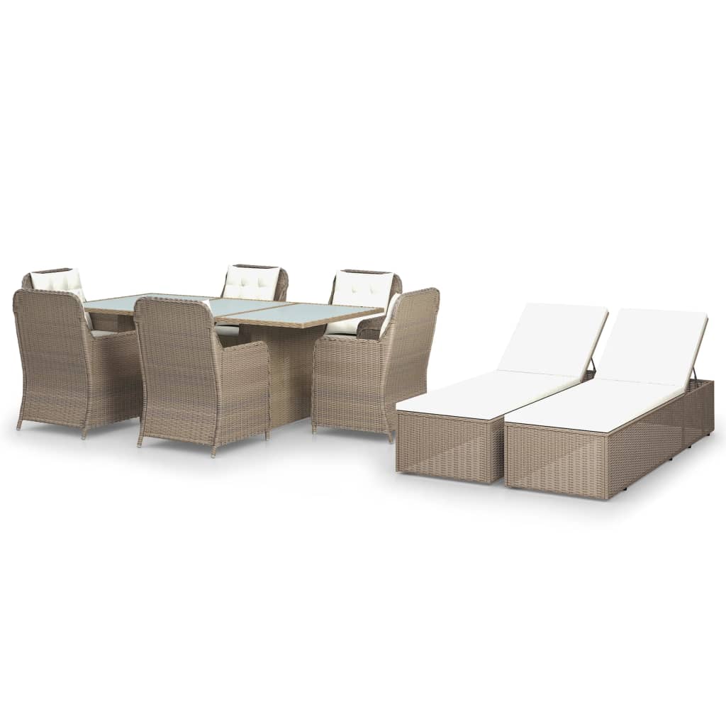 Set da Pranzo da Giardino 9 pz in Polyrattan Marrone 3059469