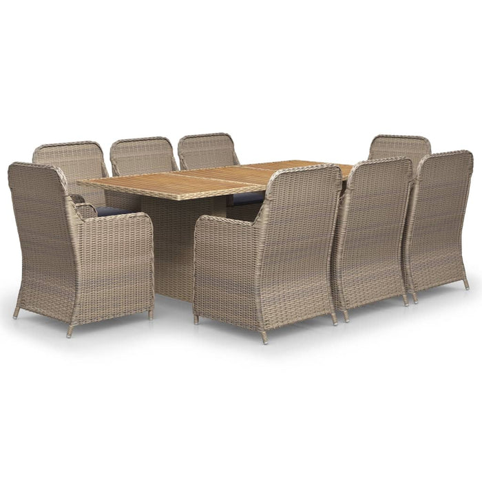 Set da Pranzo da Giardino 9 pz in Polyrattan Marrone 3059470