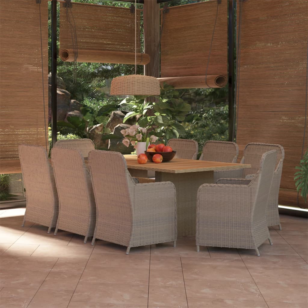 Set da Pranzo da Giardino 9 pz in Polyrattan Marrone cod mxl 42551