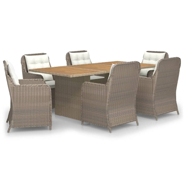 Set da Pranzo da Giardino 7 pz in Polyrattan Marrone cod mxl 41317