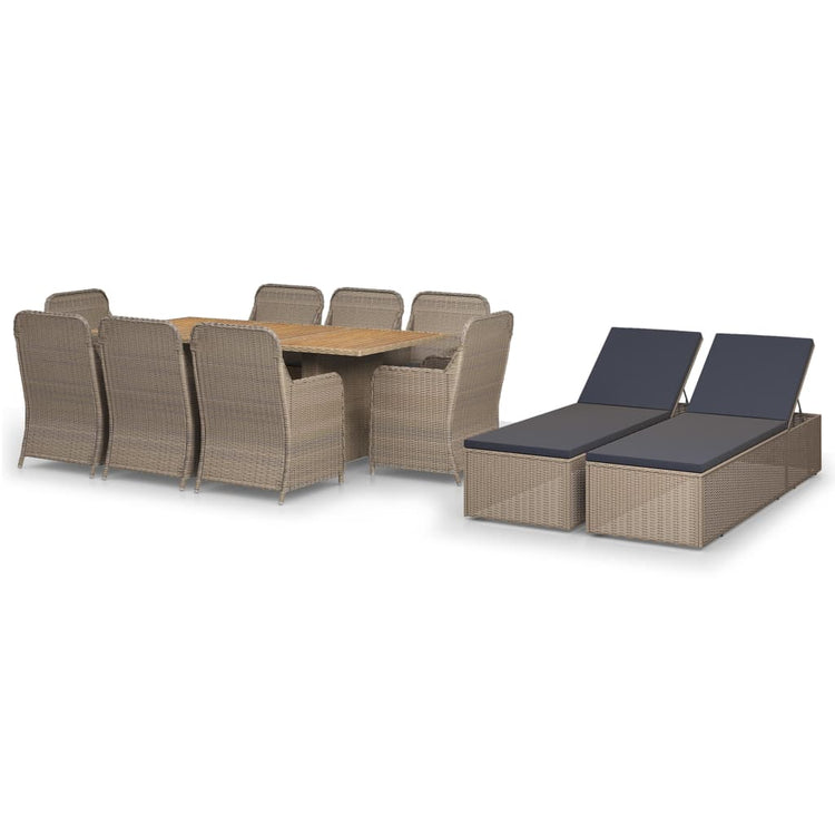 Set da Pranzo da Giardino 11 pz in Polyrattan Marrone cod mxl 37961