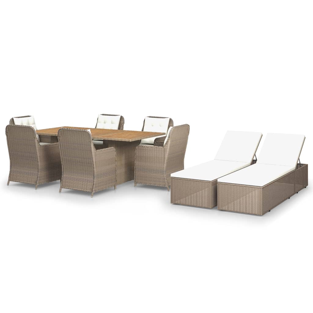 Set da Pranzo da Giardino 9 pz in Polyrattan Marrone cod mxl 37959