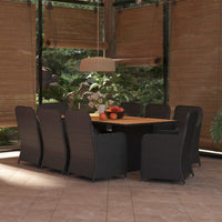 Set da Pranzo da Giardino 9 pz in Polyrattan Nero cod mxl 40209