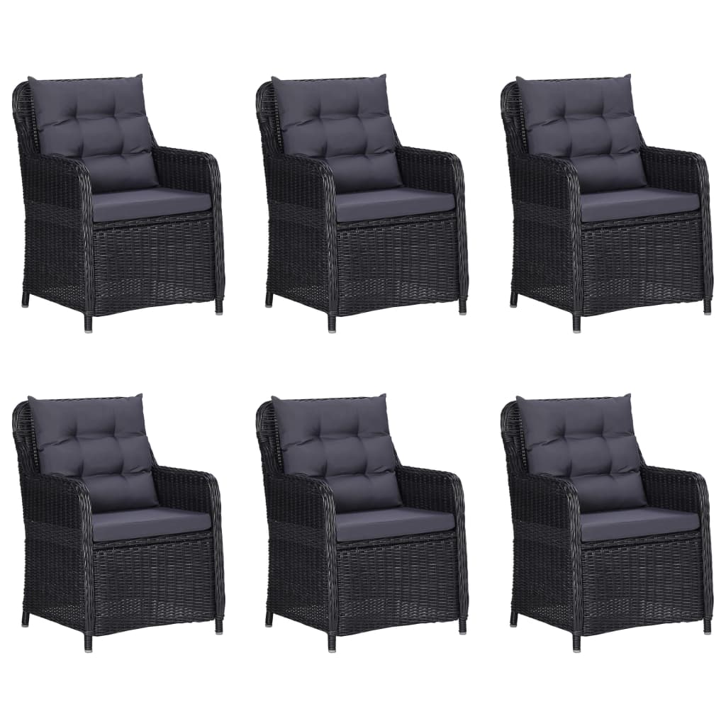 Set da Pranzo da Giardino 7 pz in Polyrattan Nero cod mxl 40212