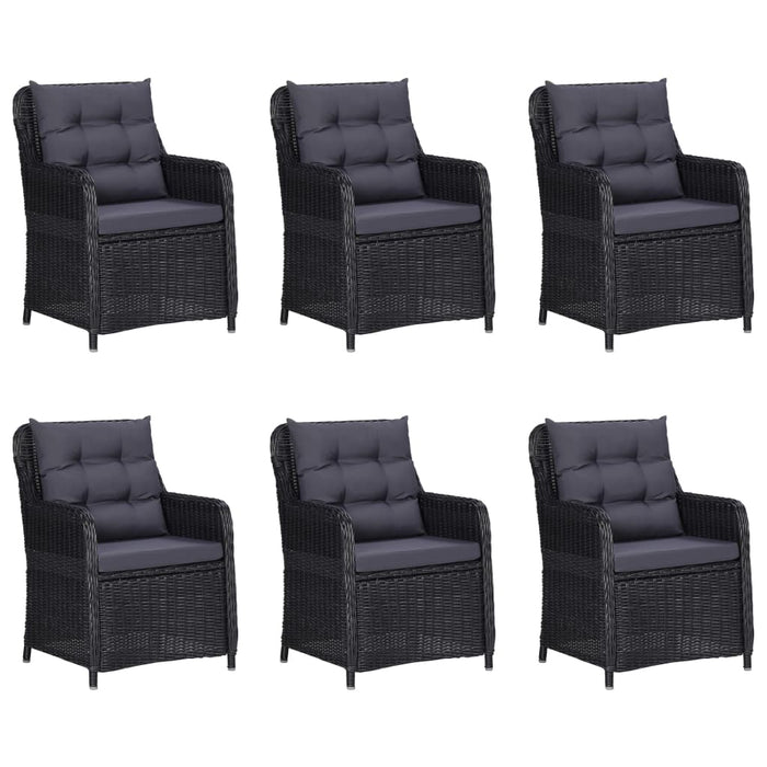 Set da Pranzo da Giardino 7 pz in Polyrattan Nero cod mxl 40212