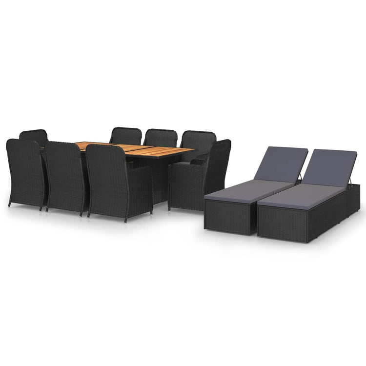 Set da Pranzo da Giardino 11 pz in Polyrattan Nero cod mxl 37962