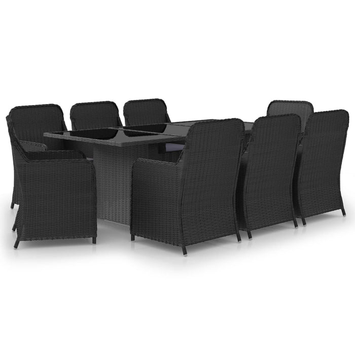 Set da Pranzo da Giardino 9 pz in Polyrattan Nero cod mxl 40213