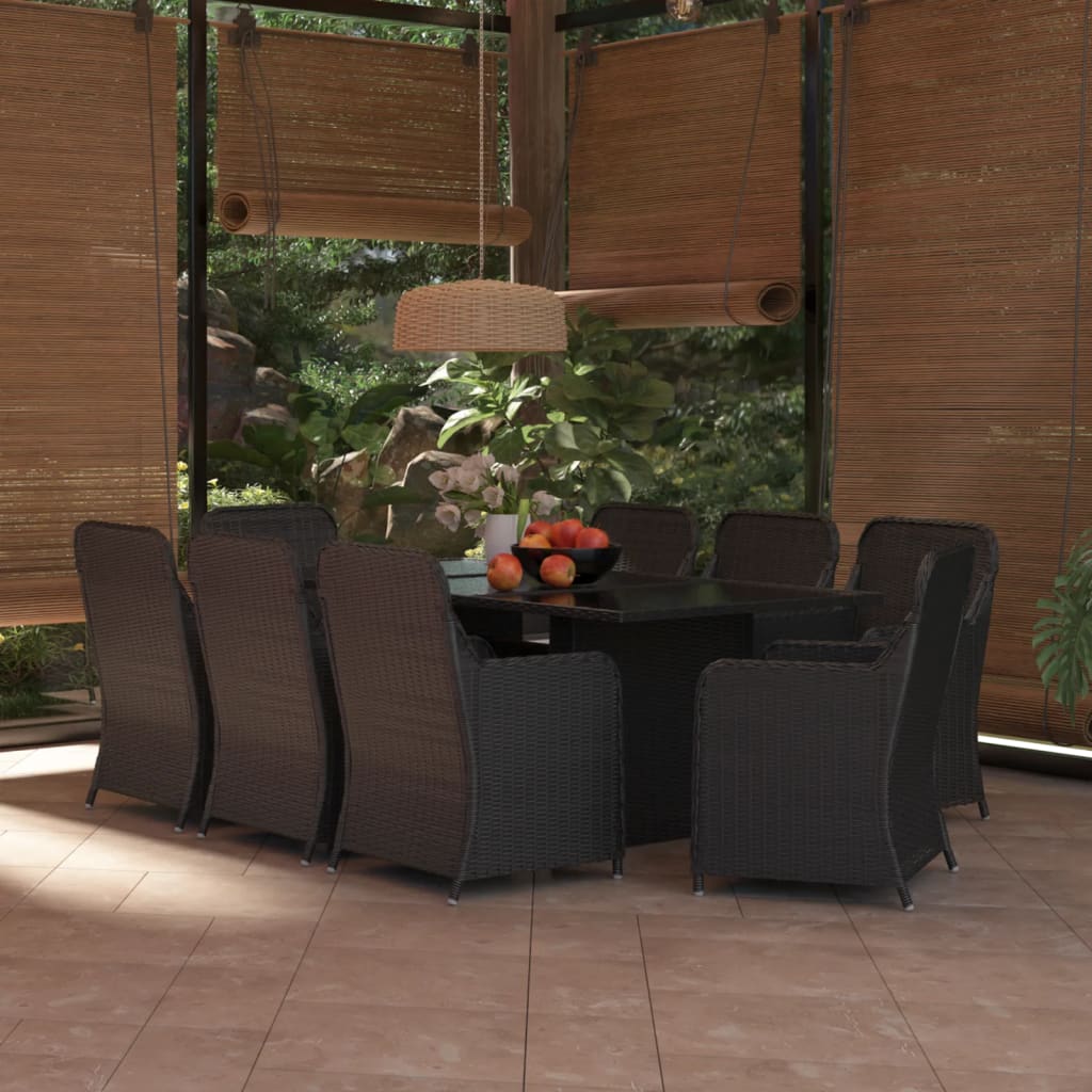 Set da Pranzo da Giardino 9 pz in Polyrattan Nero cod mxl 40213