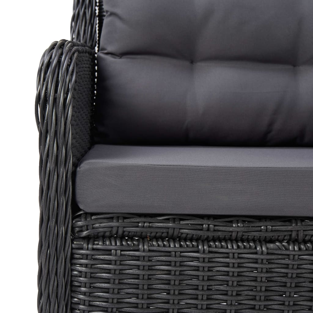 Set da Pranzo da Giardino 7 pz in Polyrattan Nero cod mxl 40214