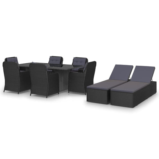 Set da Pranzo da Giardino 9 pz in Polyrattan Nero 3059481