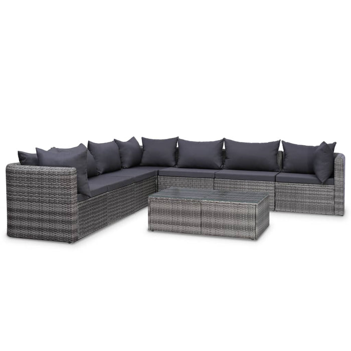 Set Divani da Giardino 10 pz con Cuscini in Polyrattan Grigio cod mxl 37980