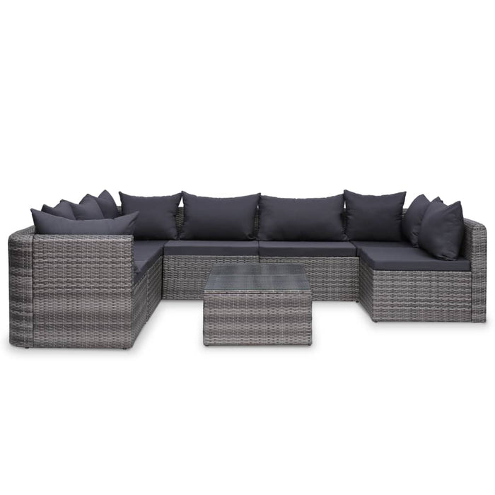 Set Divani da Giardino 10 pz con Cuscini in Polyrattan Grigio cod mxl 37980