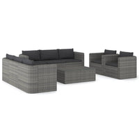 Set Divani da Giardino 9 pz con Cuscini in Polyrattan Grigio 3059491