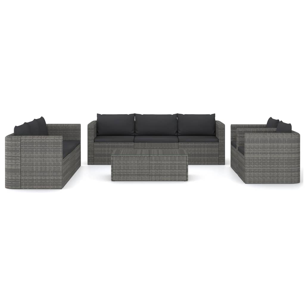 Set Divani da Giardino 9 pz con Cuscini in Polyrattan Grigio cod mxl 39212