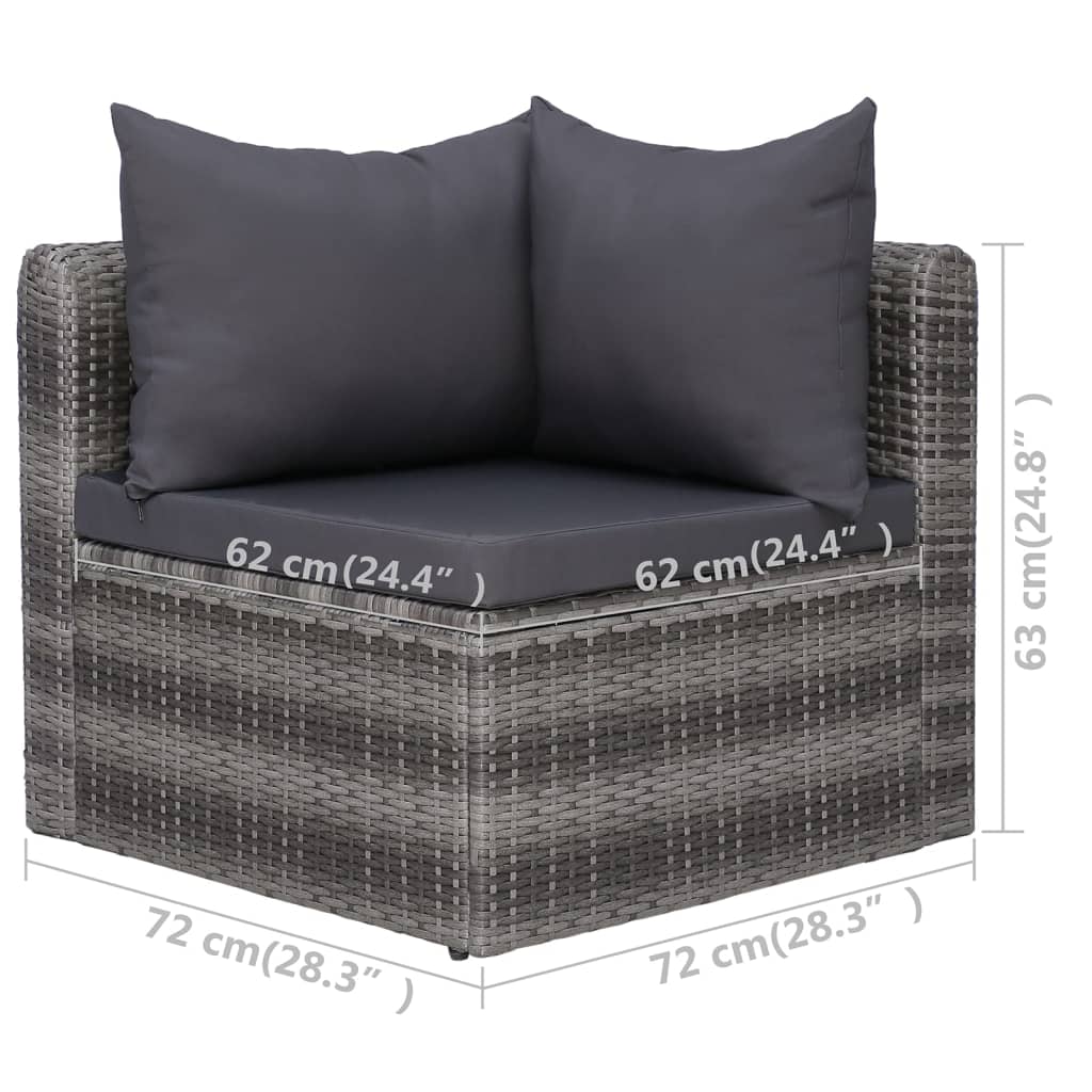 Set Divani da Giardino 9 pz con Cuscini in Polyrattan Grigio 3059491