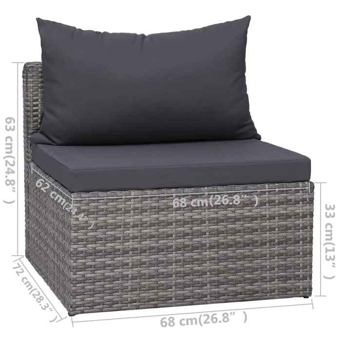 Set Divani da Giardino 9 pz con Cuscini in Polyrattan Grigio cod mxl 39212