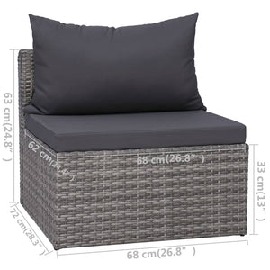 Set Divani da Giardino 9 pz con Cuscini in Polyrattan Grigio 3059491