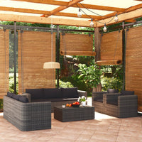 Set Divani da Giardino 9 pz con Cuscini in Polyrattan Grigio cod mxl 39212