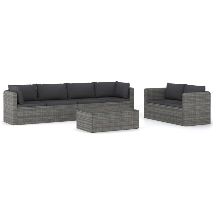 Set Divani da Giardino 7 pz con Cuscini in Polyrattan Grigio cod mxl 40218