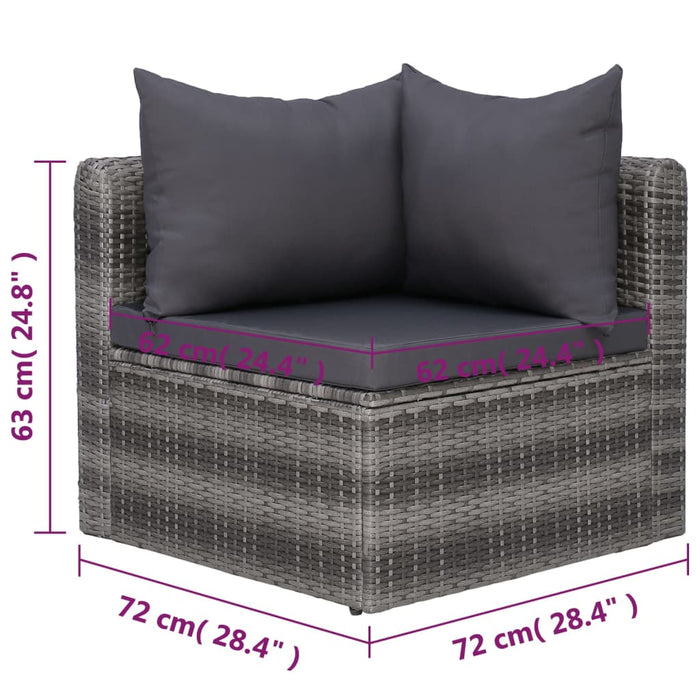 Set Divani da Giardino 7 pz con Cuscini in Polyrattan Grigio cod mxl 40218