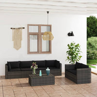 Set Divani da Giardino 7 pz con Cuscini in Polyrattan Grigio cod mxl 40218