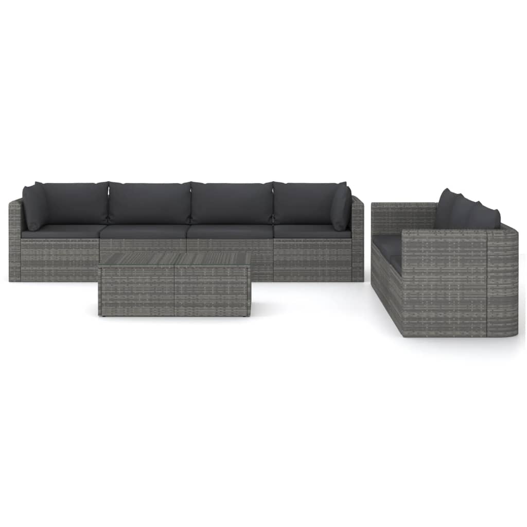 Set Divani da Giardino 8 pz con Cuscini in Polyrattan Grigio cod mxl 42208