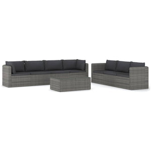 Set Divani da Giardino 8 pz con Cuscini in Polyrattan Grigio cod mxl 42208