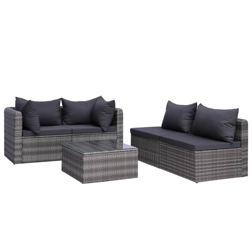 Set Divani da Giardino 8 pz con Cuscini in Polyrattan Grigio cod mxl 42208